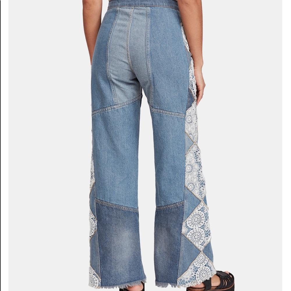 Free People in my element flare jeans patchwork - Picture 7 of 8